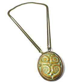 【一点物】アイヌ紋様 エリマキ 彫刻 ネックレス 源平 ウッドカービング カムイ 神威 手彫り ペンダント【送料無料♪】￢