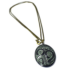 【一点物】アイヌ紋様 エリマキ 彫刻 ネックレス 源平 ウッドカービング カムイ 神威 手彫り ペンダント【送料無料♪】￢