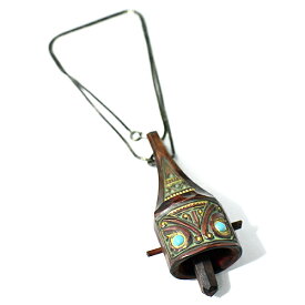 【一点物】アイヌ紋様 エリマキ 彫刻 ターコイズ ネックレス 西田智三 ウッドカービング カムイ 神威 手彫り ペンダント【送料無料♪】￢