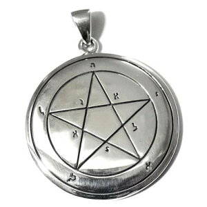 【PETER STONE】ソロモン王の鍵 水星の(マーキュリー)第1ペンタクル(護符)五芒星 シルバー ペンダントトップ 魔術書 シールオブソロモン タリズマン 契約の天使 六芒星 和柄【送料無料】