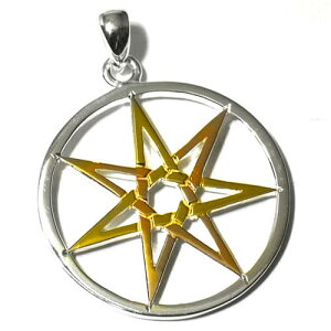【PETER STONE】七芒星(スターオブセブン) ピンク&イエローゴールドコーティング シルバー ペンダントトップ セプタグラム フェアリースター 魔よけ 護符【送料無料】