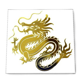 龍（ドラゴン） 金色 メタル（金属） ステッカー 直径：6cm 風水 龍神様【メール便対応可】