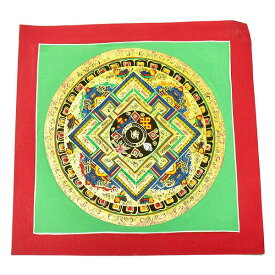 【一点物】チベット密教 手描き マンダラ 曼陀羅 タンカ ヤントラ 梵字 カーラチャクラ 26.0×26.0cm￢