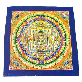 【一点物】チベット密教 手描き マンダラ 曼陀羅 タンカ ヤントラ 梵字 カーラチャクラ 31.0×31.0cm￢