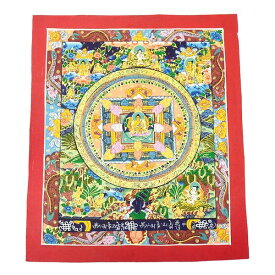 【一点物】チベット密教 手描き マンダラ 曼陀羅 タンカ ヤントラ 梵字 カーラチャクラ 22.0×26.0cm￢