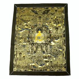 【一点物】チベット密教 手描き マンダラ 曼陀羅 タンカ ヤントラ 梵字 閻魔大王 54cm×68cm【送料無料】￢