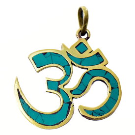 チベット密教 マントラ オム(OM) ターコイズ ペンダントトップ【メール便対応可】