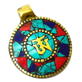 チベット密教 観音菩薩の真言オーム ペンダントトップ 真言(マントラ）【メール便対応可】