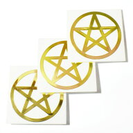 五芒星（ペンタグラム） 金色 メタル（金属） ステッカー 直径：3cm 3枚セット 幾何学模様【メール便対応…