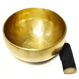 【プレミアム品質】シンギングボウル フラワーオブライフ 手打ち スティック付き 直径15cm ｜シンギングボール セブンメタル ヨガ 浄化 癒し 瞑想 ヒーリング 浄化 チャクラ 倍音 生命の花 Flower of Life