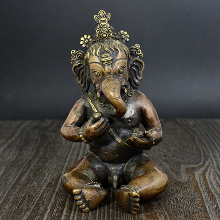 楽天市場 インドの神様 ガネーシャ 銅象 置物 夢をかなえるゾウ インド神話 ヒンドゥー教 神々 象頭財神 送料無料 民族アクセ ラパヌイ 楽天市場店
