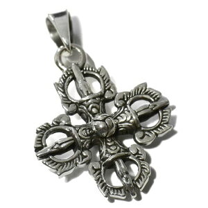 密教 法具 羯磨(カツマ) スターリングシルバー ペンダントトップ 十字金剛杵【送料無料♪】