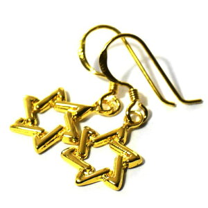 六芒星(ダビデの星) ゴールドフィルド スターリング シルバー ピアス イスラエル ソロモンの印 ユダヤ教 ペンダント・ネックレス【メール便対応可】