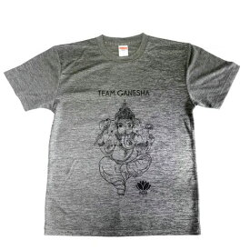 インドの神様 ガネーシャ 速乾 Tシャツ Team Ganesha ランニング マラソン 旅行 トレイルランニング グレー