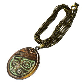 【一点物】アイヌ紋様 エリマキ 彫刻 ネックレス 源平 ウッドカービング カムイ 神威 手彫り ペンダント【送料無料♪】￢