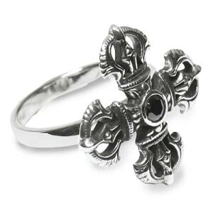 チベット密教 法具 羯磨(カツマ) キュービックジルコニア スターリングシルバー リング(指輪) チベット密教 法具【送料無料♪】