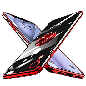 【WYEPXOL】iPhone XR ケース リング付き クリア tpu シリコン 軽量 薄型 メッキ加工 一体型 ソフト アイフォンxr カバー 耐衝撃 透明 黄ばみなし 耐久 車載ホルダー対応 ストラップホール付き ... レッド