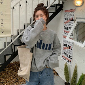トレーナー レディース おしゃれ 韓国風 長袖 丸首 トップス かわいい 裏起毛