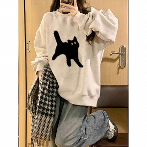 レディース・長袖・トレーナー・ワイド・ゆったり・カジュアル・トップス M〜3XL 3色