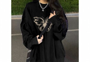 レディース・長袖・トレーナー・ワイド・ゆったり・カジュアル・トップス M〜3XL 2色