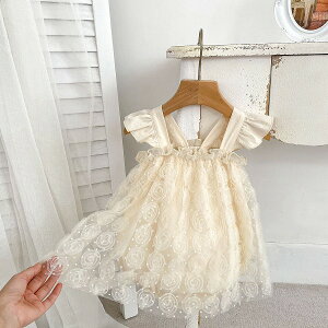 夏新作 ins 乳幼児 女の赤ちゃん ドレス 花 チュール プリンセススカート ロンパース 連体服 子供服