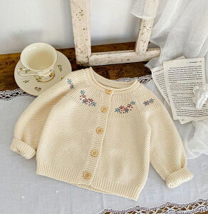 秋冬新作 カーディガン 女の赤ちゃん 0〜3歳 コート 刺繍 長袖 ニット 上着 トップス 子供服