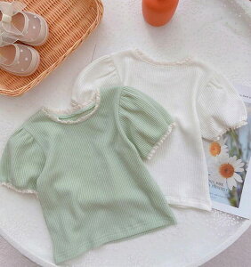 夏新作 女の子 Tシャツ 韓国版 赤ちゃん ファッション 半袖 上着 トップス 子供服