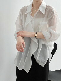 魅力を増すコツ シャツ 木耳元 スリム 日焼け止めシャツ 上着 ブラウス ゆったりする