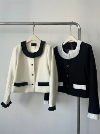 テレビヒロインのように sweet系 コート 気質 ギャザリング 上着 短いスタイル カーディガン