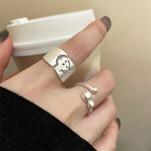 リング マット 猫の指輪 2点セット アニメの指輪 おかしい かわいい 人差し指の指輪