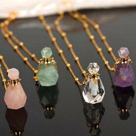 レディースアクセサリー 飾り 天然石 香水瓶 ネックレスメッキチェーン ペンダント フレグランス