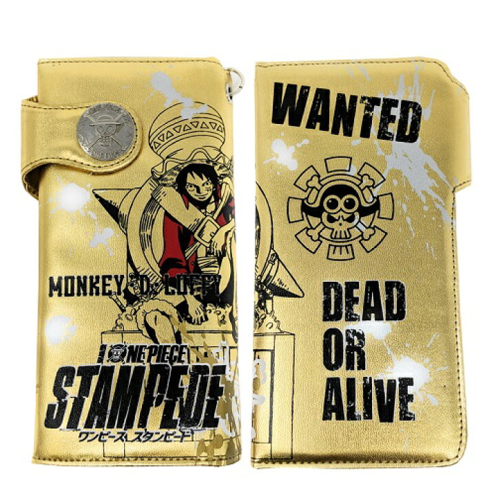 楽天市場 19 劇場版 One Piece Stampede ロング ウォレット チェーン付き メタリック ゴールド アニメ ルフィ ワンピース グッズ 長財布 カード入れ 財布 キャラクター ロング ワンピース雑貨 サイフ さいふ ギフト プレゼント 映画 スタンピード 最新 Pirates