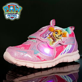 KM【光る靴 パウ・パトロール　フラッシュ　スニーカー　PK　70151】スカイ　子ども　こども　キッズ　シューズ　靴　くつ　女の子　女児　フラッシュ　グッズ　キャラクター　15cm 16cm 17cm 18cm 19cm　服　パウパト　パウパトロール　マーシャル　PAW PATROL