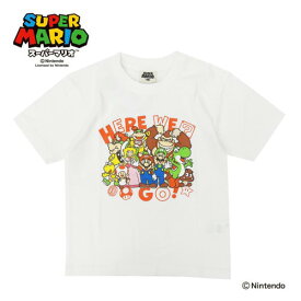 FP【SUPER MARIO　キッズ　マリオ & ドンキー　Tシャツ　ホワイト 120-140cm】マリオ　スーパーマリオ　ブラザーズ サイズ　男児　女児　男の子　女の子　キャラクター　グッズ　雑貨　アパレル　服　ヨッシー　ワンダー　オデッセイ　子ども　ファミコン　白