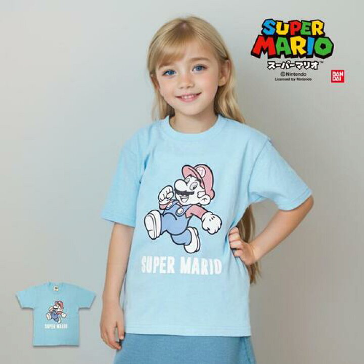 楽天市場】FP【SUPER MARIO キッズ マリオ ジャンプ Tシャツ SAX 120 