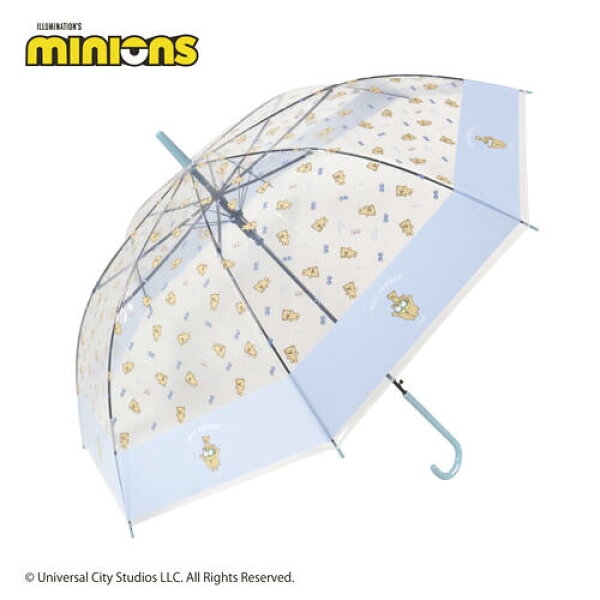 SZ【ミニオンズ　ミニオン　ジャンプ　ビニール傘　60cm　BOB & TIM　★リボン柄】大人　レディース　通学　学童　児童　雨具　こども　雨傘　アンブレラ　ボブ　ティム　キッズ傘　キャラクター傘　8本骨　ジャンプ傘　ミニオン　グッズ　傘　minions　透明　USJ