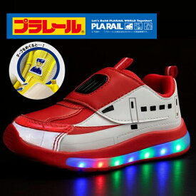 光る【プラレール　新幹線　フラッシュ　スニーカー　E6　こまち　16341】赤　レッド　キッズ　男の子　男児　幼児　子ども　子供　こども　 ボーイズ　グッズ　キャラクター　鉄道　電車　15cm 16cm 17cm 18cm 19cm　光る靴　点滅　アパレル　靴　クツ　くつ　シューズ