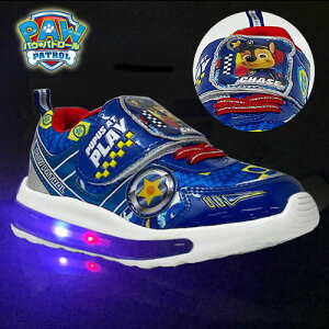 KM【光る靴 パウパトロール フラッシュ スニーカー BL 70173】チェイス 子ども こども キッズ シューズ 靴 くつ 男の子 男児 フラッシュ グッズ キャラクター 15cm 16cm 17c