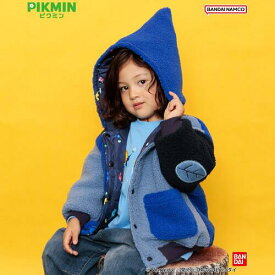 送料無料【ピクミン　PIKMIN　キッズ　リバーシブル　ブルゾン　青ピクミン】子ども　キャラクター　100cm 120cm 140cm　子ども服　アウター　子供服　ジャンバー　服　アパレル　長袖　BREEZE　パーカー　グッズ　nintendo　任天堂　ジュニア　オッチン　FO　ジャケット
