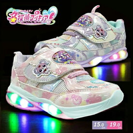 送料無料【名探偵プリキュア　光る靴　フラッシュ　スニーカー　3709】キッズ　シューズ　靴　くつ　クツ　グッズ　キャラクター　15cm 16cm 17cm 18cm 19cm　アパレル　雑貨　パジャマ　名探偵プリキュア　明智あんな　キュアアンサー　ジェット　名探偵　プリキュア