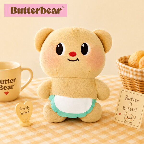SB【バターベア　超　BIG　ぬいぐるみ　約36cm】　Butterbear　キャラクター　グッズ　ぬいぐるみ　コレクション　癒しアイテム　かわいい　デスク飾り　インテリア雑貨　ぬい撮り　SNS映え　キッズ　プレゼント　ギフト　くま　クマ