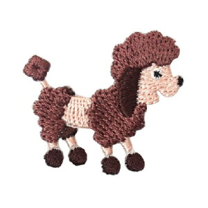 PO【プードル 犬 ワッペン 23408】子ども こども 子供 刺繍ワッペン 刺繍 アップリケ シールワッペン シール デコシール かばん リメイク スモック レッスンバッグ アイ