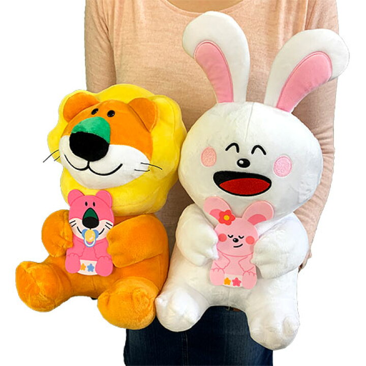 楽天市場 特価 たべっ子どうぶつ ライオン うさぎ Babyと一緒 ビッグ ぬいぐるみ 28cm グッズ キャラクター ふわふわ お菓子 大きい デカい Big 動物 らいおん ウサギ 赤ちゃん 抱っこ マスコット インテリア たべっこ たべっコ たべっ子 Pirates Shop 楽天市場店