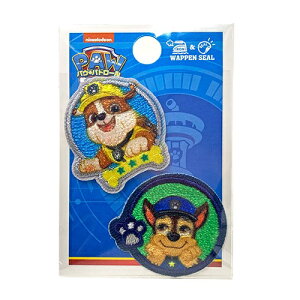 MN【パウ・パトロール ワッペン ラブル & チェイス 丸 T01Y2123】子ども こども 子供 刺繍ワッペン 刺繍 アップリケ シールワッペン シール デコシール かばん リメイク ス