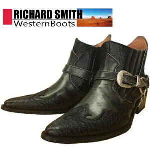 【RICHARD SMITH ウエスタンブーツ 92912 】 ミッドカット ブーツ サイドジップ 先尖がり 黒 サイドゴア お兄系 メンズ 紳士 ショート リングブーツ ウエスタン カウボーイ