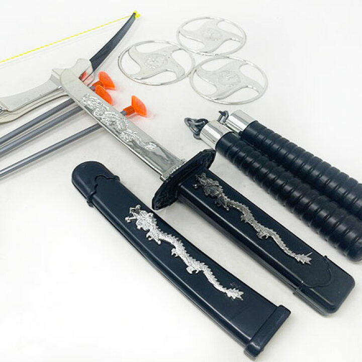 楽天市場 Super Ninja Weapon 忍者 武器 6点セット コスプレ 刀 刃 剣 日本 おみやげ 風 戦国 武将 軽い 道具 弓矢 演劇 小道具 小刀 手裏剣 プラスチック チャンバラ 忍者ごっこ おもちゃ なりきり ちびっこ こども 子ども 忍び 仮装 ニンジャ
