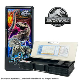 EM【ショウワノート　JURASSIC WORLD　ホログラム　両面開き　多機能　ペンケース　日本製】ふでばこ　筆箱　筆ばこ　文具　文房具　入学　薄い　鉛筆入れ　鉛筆入　鉛筆　両面　筆記用具　筆入れ　2ドア　ジュラシックワールド　恐竜　ダイナソー　ティラノサウルス