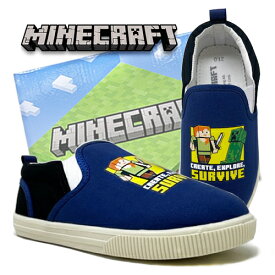 特価 KT【Minecraft　スリッポン　シューズ　アレックス　BL　18～21cm】 キッズ　子ども　スニーカー　靴　グッズ　デッキ　くつ　マイクラ　キャラクター　まいぜん　シスターズ　ゲーム　雑貨　マインクラフト　男児　男の子　幼稚園　小学生　18cm 19cm 20cm 21cm