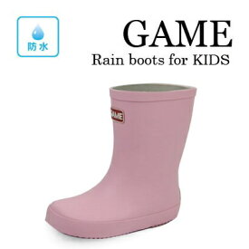 【GAME　キッズ　レインブーツ　GAME100-03　ピンク　13～19cm】長靴　レイン　幼稚園　小学生　キッズブーツ　雨具　ブーツ　ハイカット　ゲーム　ブランド　おしゃれ　かわいい　防水　男の子　女の子　男女兼用　男児　女児　幼児　黒　赤　紺　緑　ポップ　軽い　軽量