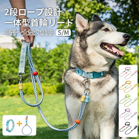 リード 犬 お洒落 パラコード ペット用リード Pロープ GPS収納可能 首輪 丈夫 リーシュ 反射テープ リード 犬用 ハーネスリンク 窒息防止 持ちやすい ソフトハンドル ファッションリード 大型犬 中型犬 散歩 訓練 トレーニング 最長1.6m 6色展開 S M